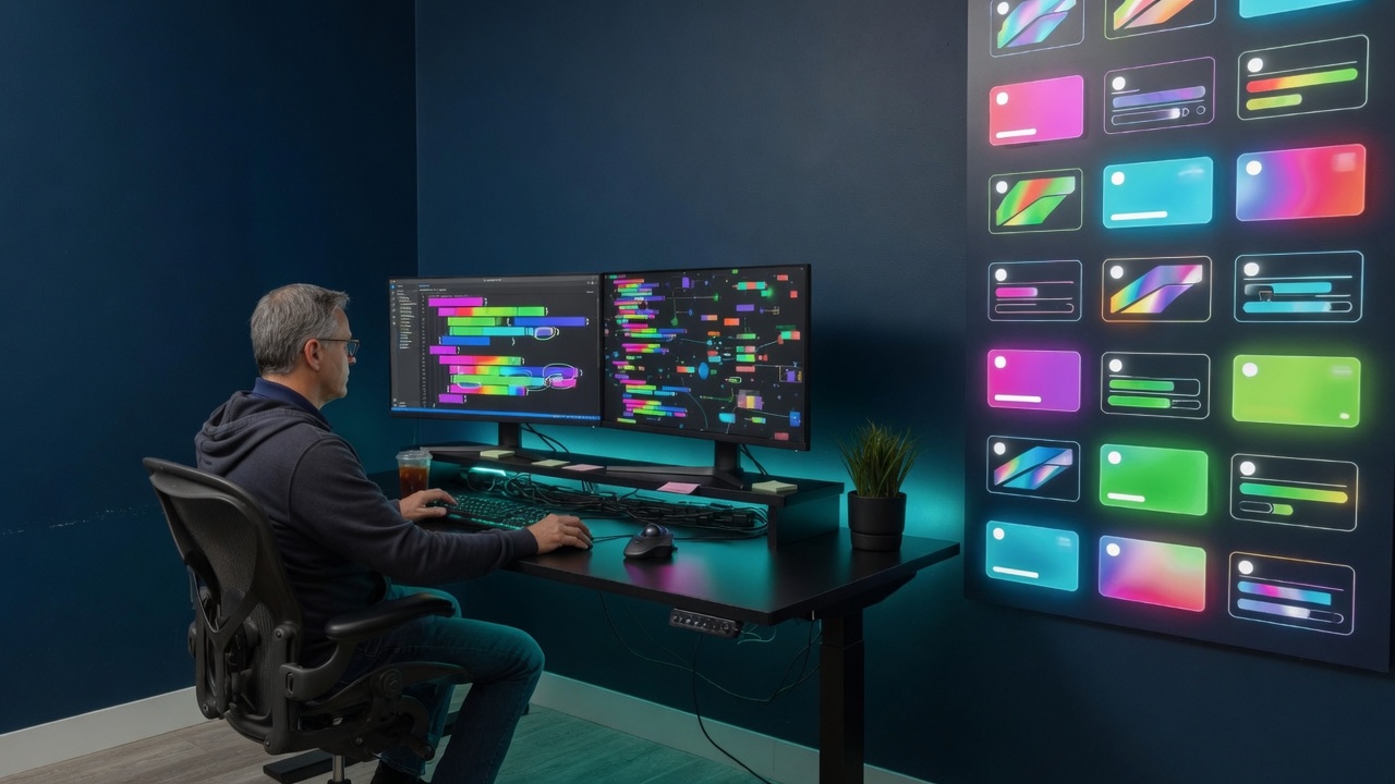 Delivery wall beside a coding desk