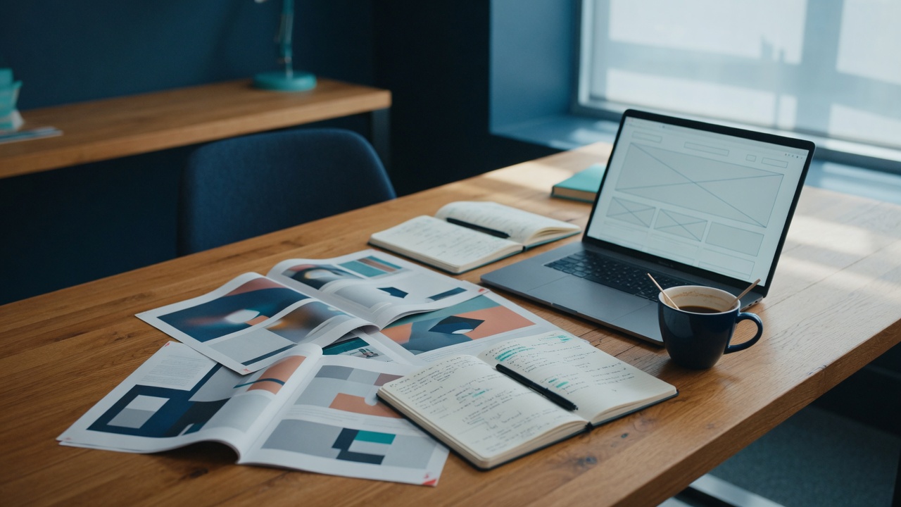 Content studio with layouts and a website wireframe